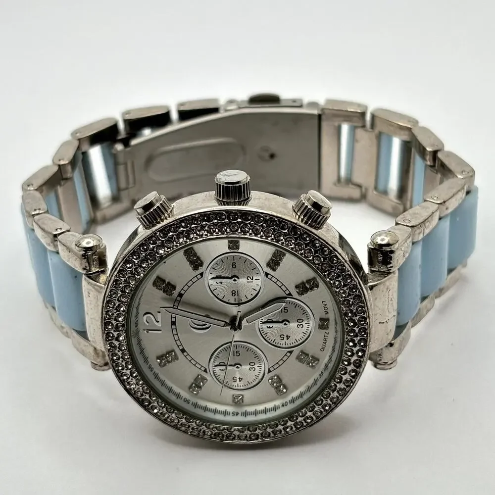 Silver & Blue Men's Watch